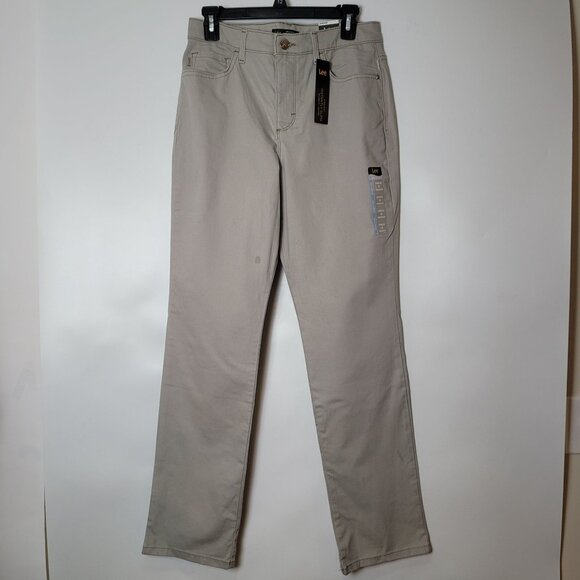 Lee Relaxed Fit Straight Leg High Rise Pants Beige Size 8 Medium New With Tags - Picture 1 of 9